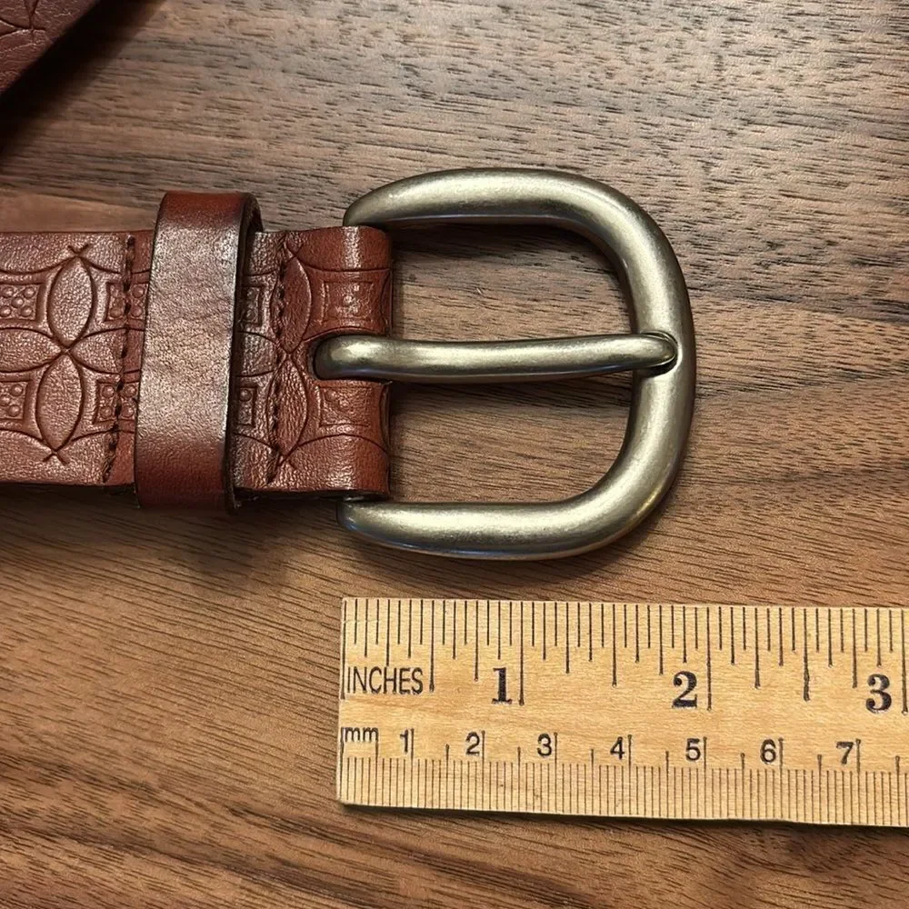 Fossil Brown Textured Leather Belt with Grommets